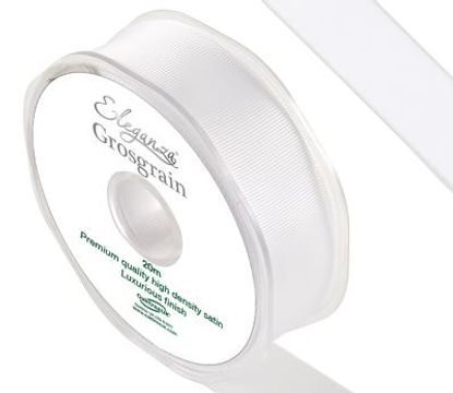 Eleganza Premium Grosgrain Ribbon 25mm x 20m White No.01 - Ribbons